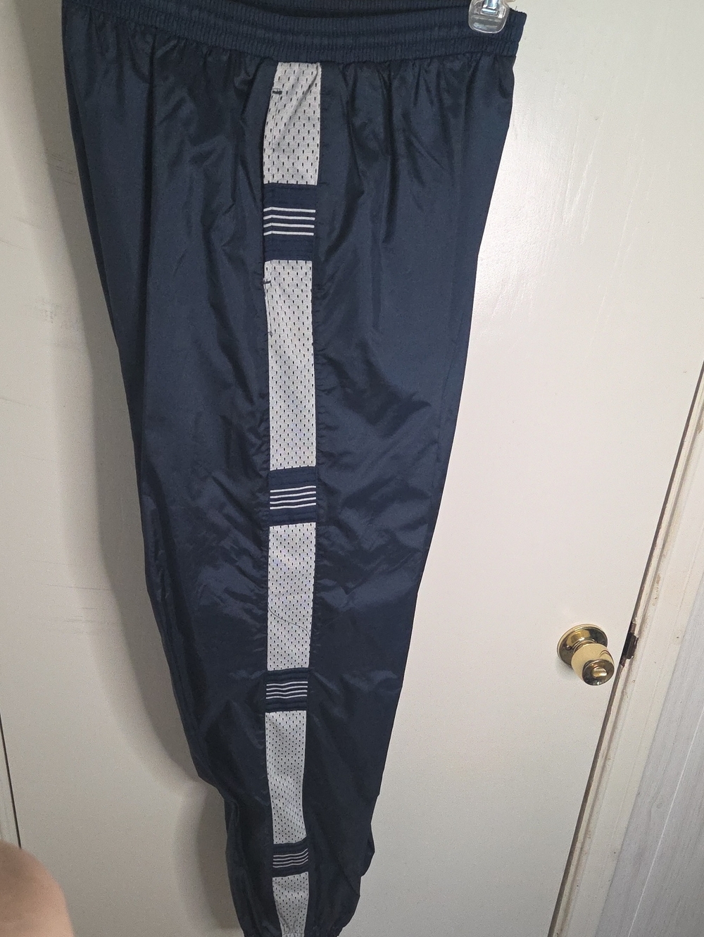 Men's Navy Track Pants with Contrast Stripe